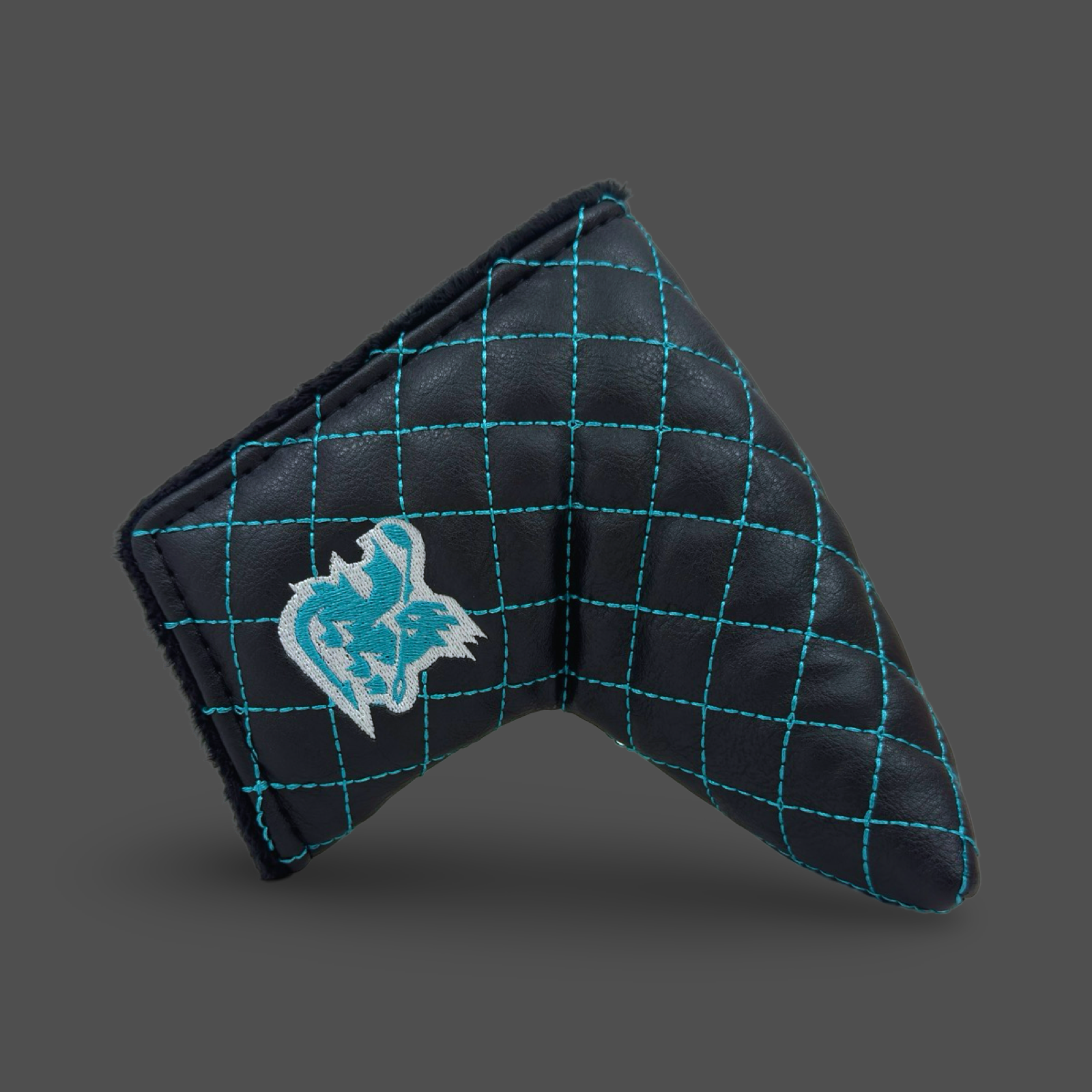 Blade putter golf putter headcover. Black with tiffany quilted stitching.