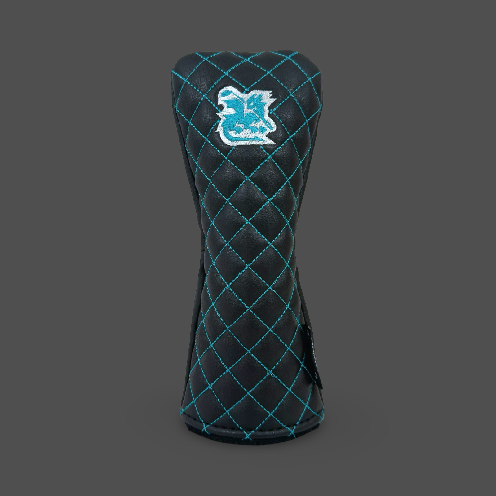 Hybrid golf headcover. Black with tiffany quilted stitching.