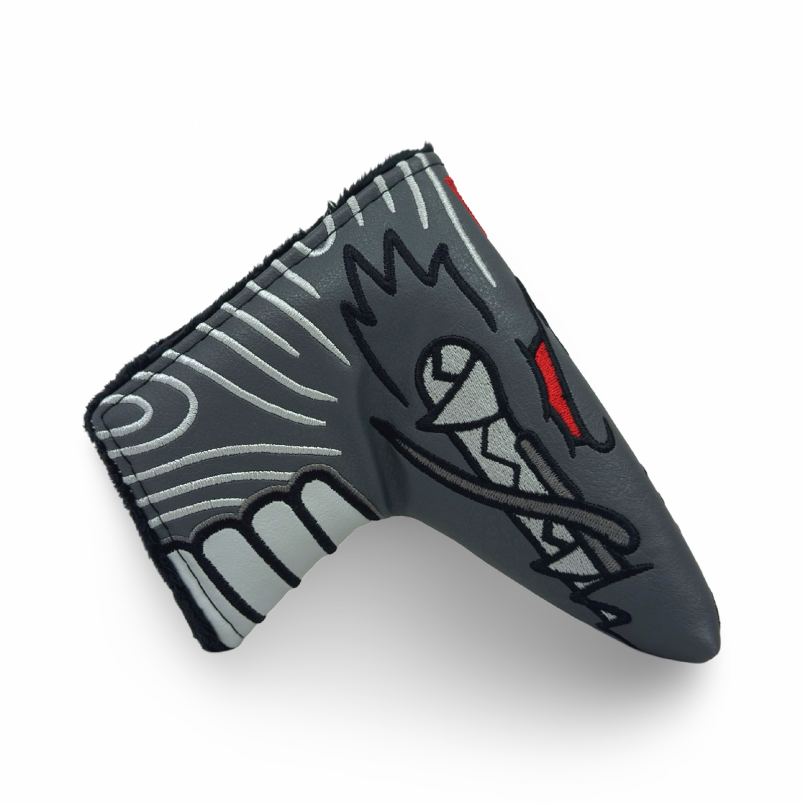 A golf putter headcover featuring a dragon head shape.